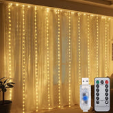 Salcar 2 x 2 m LED Lichtervorhang mit Fernbedienung, 200 LEDs, USB-betrieben